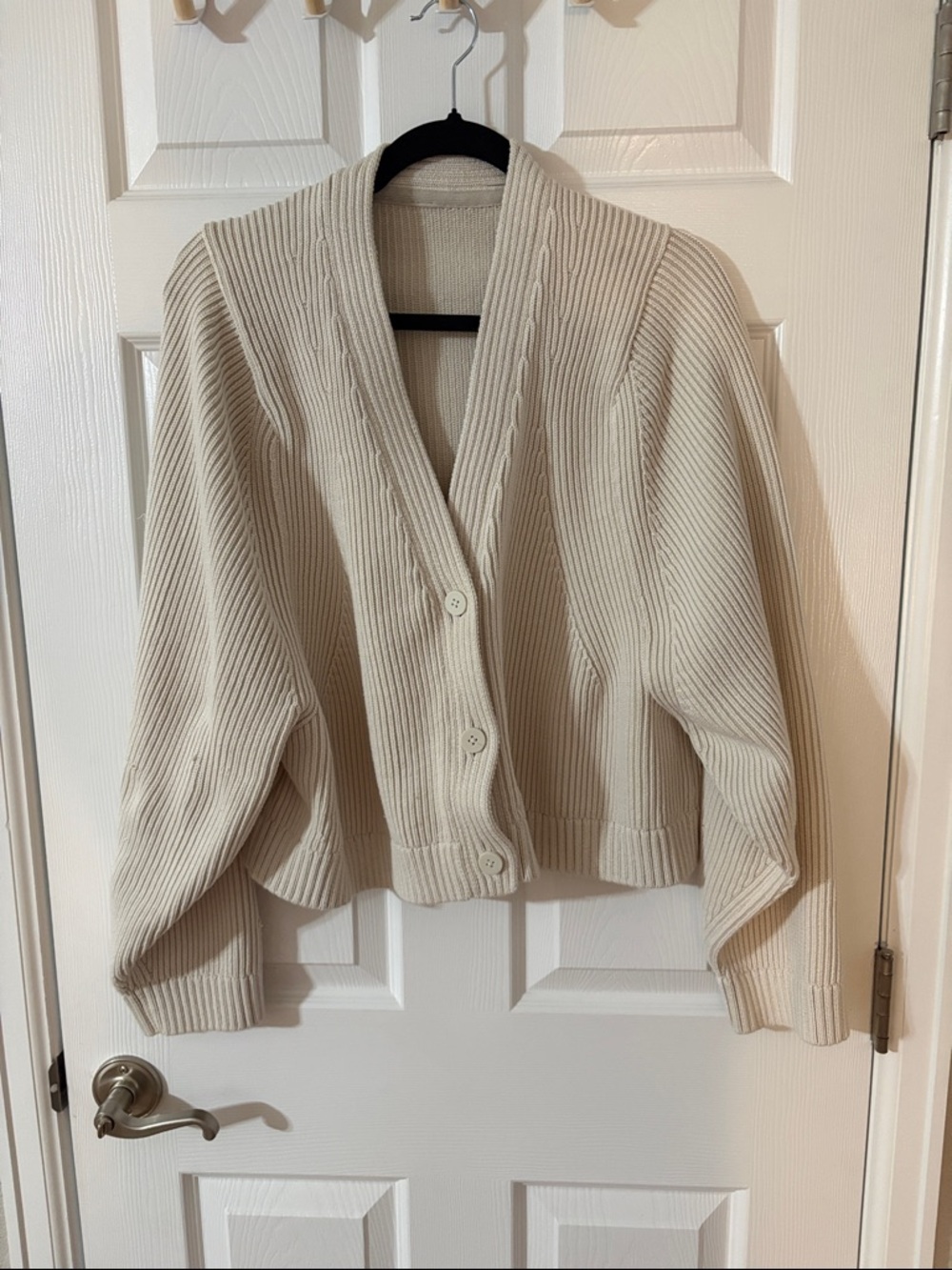 Lululemon Cotton-Blend Crewneck Cardigan L/XL Bone
